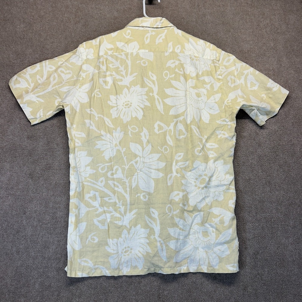 Richards Brasil Hawaiian Shirt Women's 2 Short Sleeve Polo Tan Floral Pure Linen - Picture 9 of 9